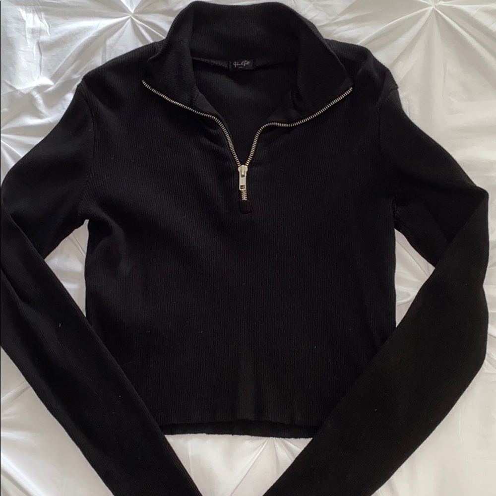 John Galt Black Quarter Zip Top
